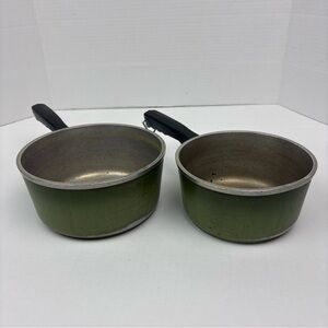 Vintage Club Pans Lot of 2 Avocado Green 1 and 1.5 Quart NO LIDS Cookware